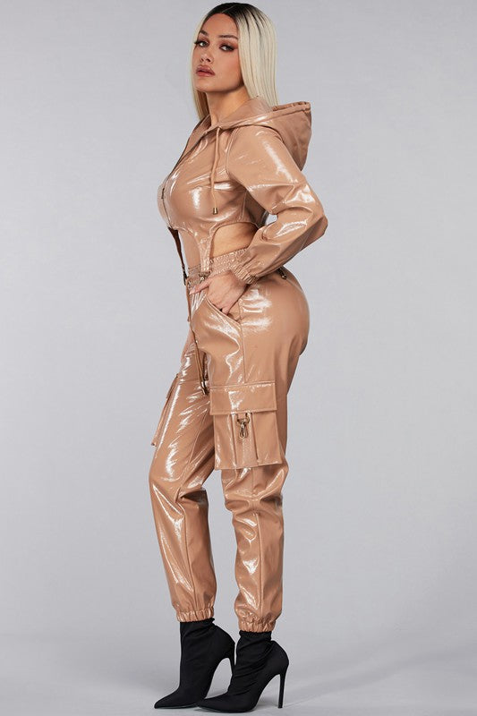 MOCHA faux leather pant set - Girl Boss Fashions & Accessories LLC