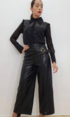 Belted Faux Letter Pants
