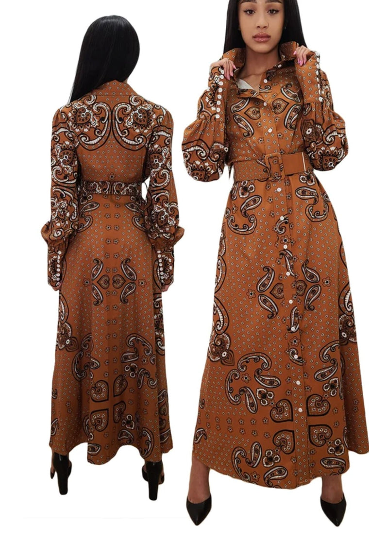 Brown Bandanna Dress