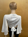 Satin White Top with Bell Sleeve