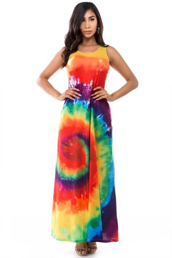 Multi Print Sleeveless Maxie Dress