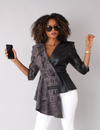 Gray Newspaper Leather Jacket