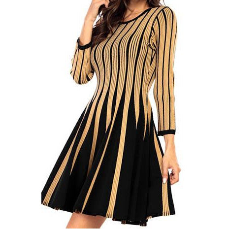 Gold And Black Swing Dress
